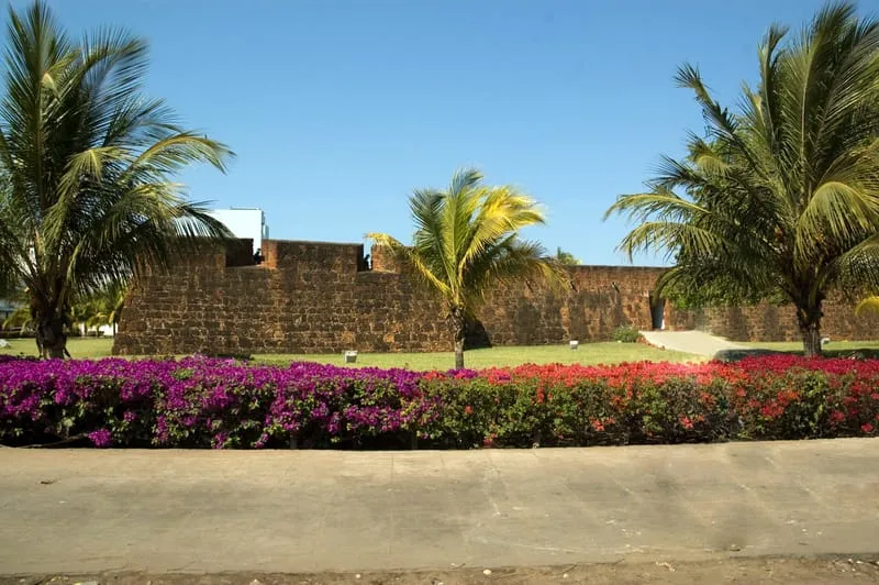Fortaleza de Maputo, com buganvílias em flor