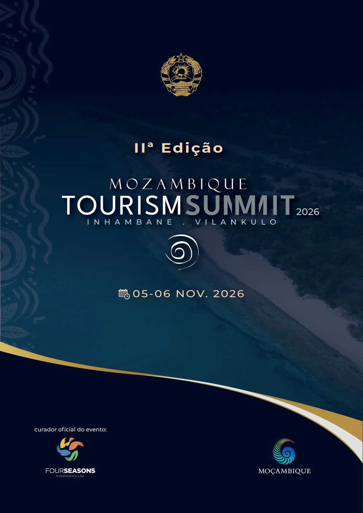 Cartaz da IIª Edição do Mozambique Tourism Summit 2026, Inhambane, Vilankulo, 5 e 6 de Novembro de 2026