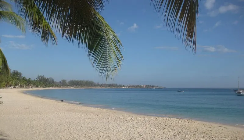 Praia de Wimbe, em Pemba, sob as palmeiras